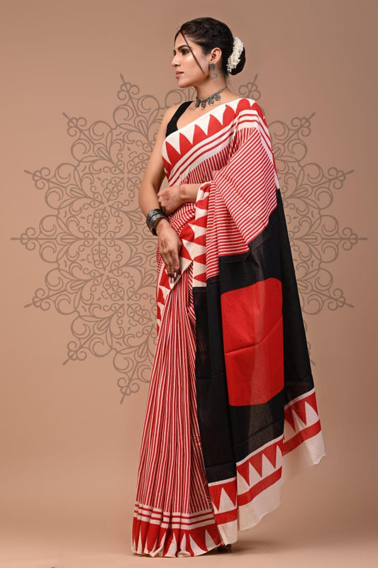 Candy Ajrakh Edition | Chanderi Fabric with Ajrakh Print | Matching Running Blouse