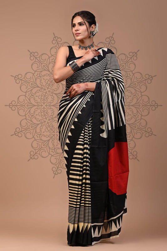 Candy Ajrakh Edition | Chanderi Fabric with Ajrakh Print | Matching Running Blouse